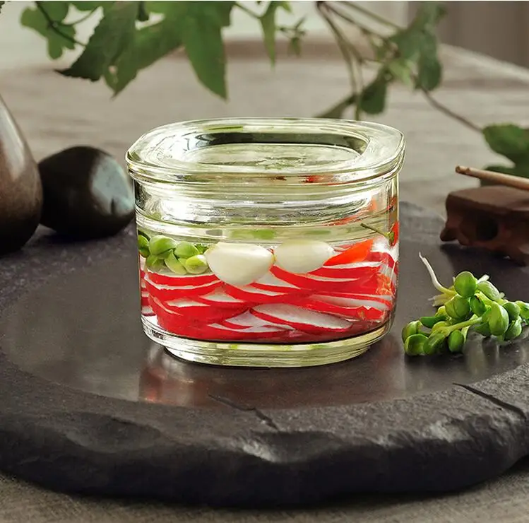 Кухонный стеклянный контейнер для пищевых продуктов японский Kimchi Mason Jar бытовой утолщенный один ночной маркер банки