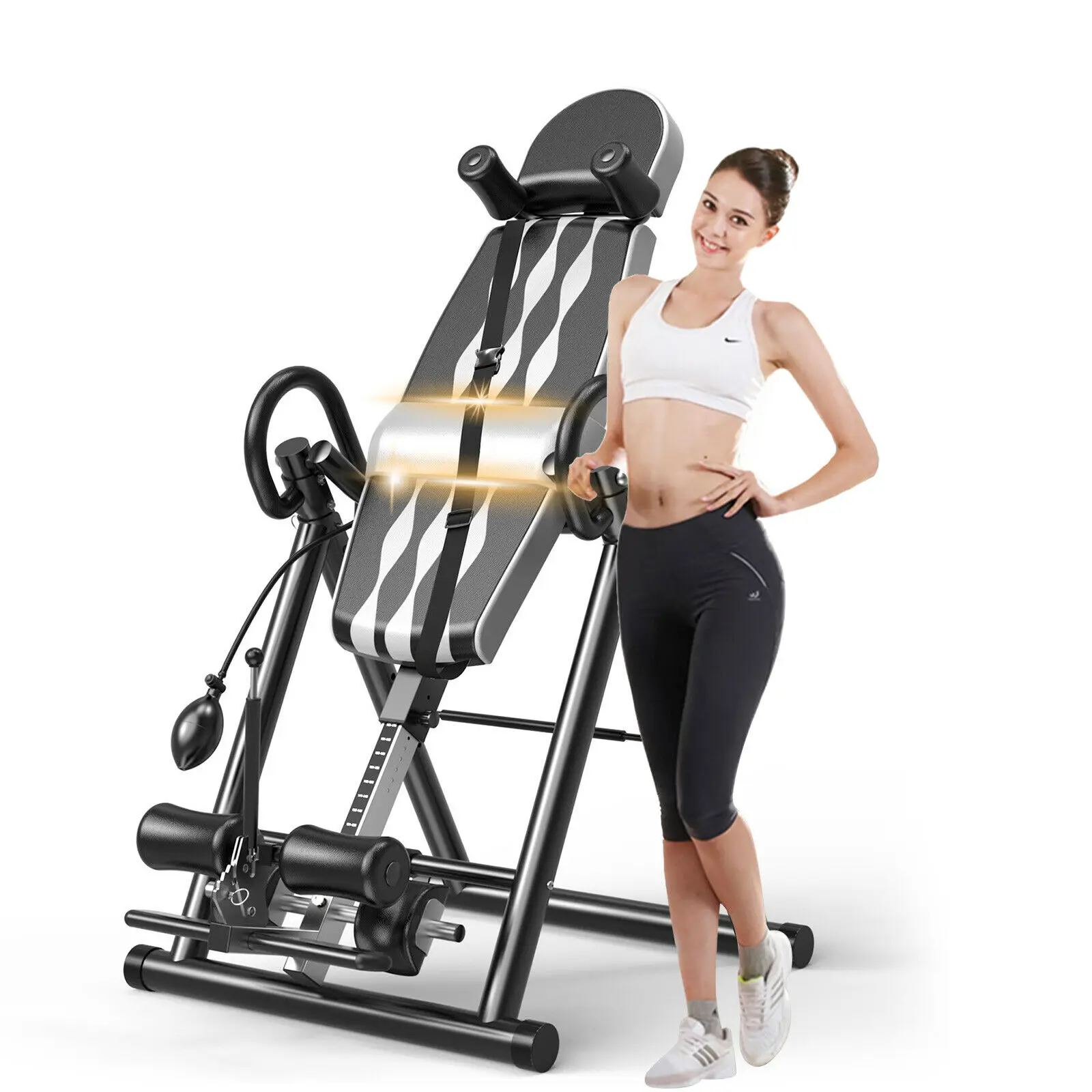 

Foldable Gravity Inversion Table Inflatable Height Adjustment with Gray Protective Belt