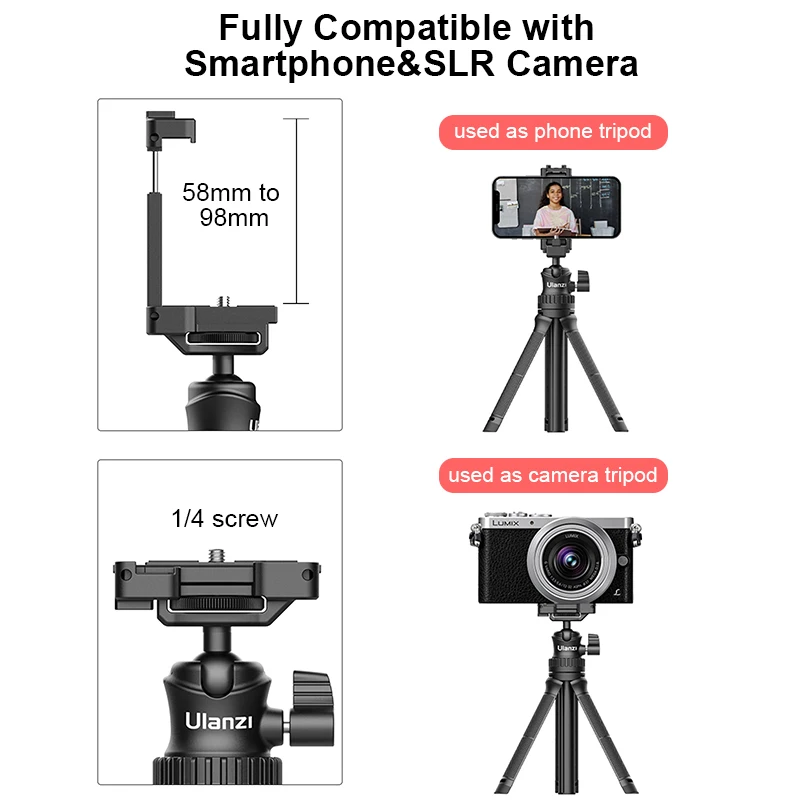 Ulanzi MT 34 Выдвижной Штатив селфи смартфона с держателем Phone 80 см Vlog SLR Трипод для