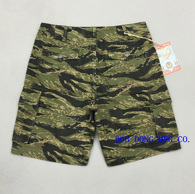 

Dong Men's Bob HBT Camo Shorts Summer Military Tiger Stripes Shorts Camouflage Tiger Stripepattern Plus Size Straight Short