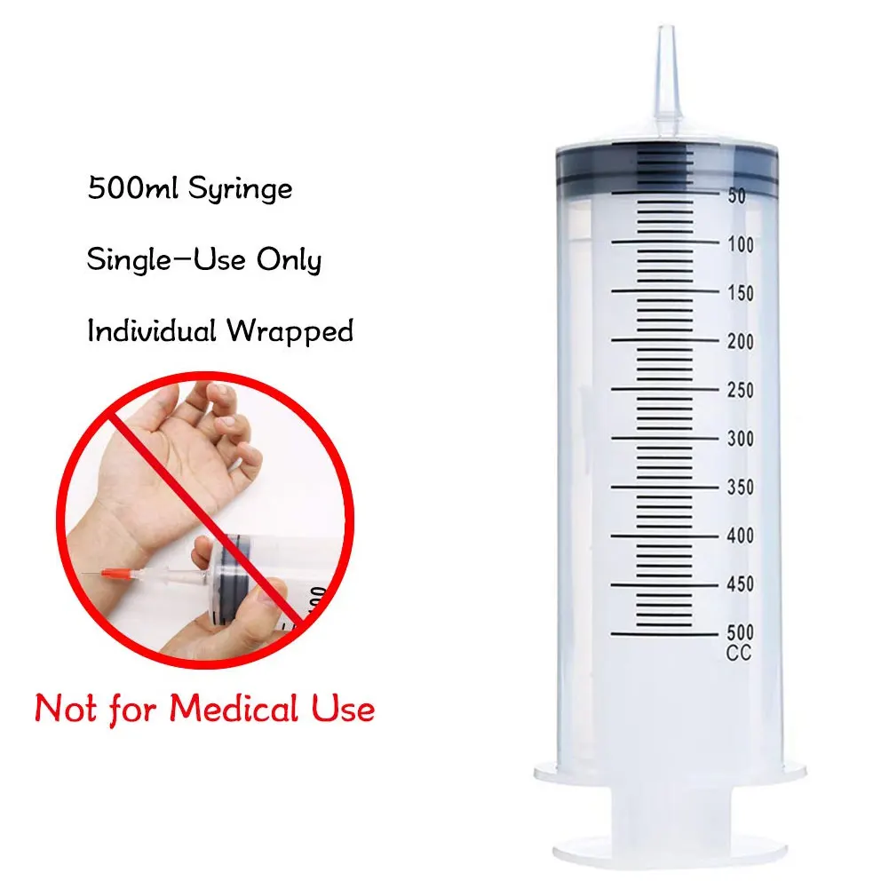 Large Syringe Tubing 500ML Plastic with Tube Converter Cap for Liquid Oil Glue Applicator Experiments Industrial Use | Инструменты