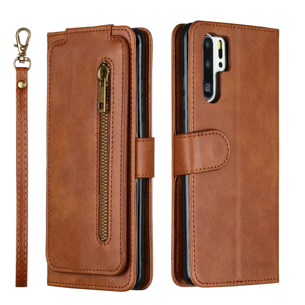 

P30Lite P30 Pro P40 Pro Plus Flip Case Zipper Multifunction Leather Slot for Huawei P40 Lite E Case Wallet Cover Huawei P 40 30
