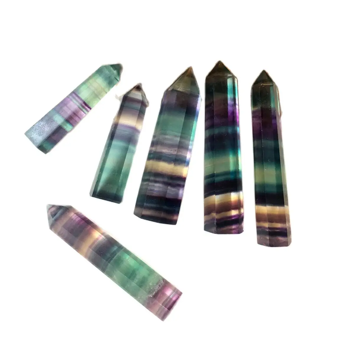 Натуральный флюоритовая Хрустальная Цветной Кварцевый Кристалл в полоску 3-8 5 см