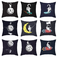 cushion cover cartoon moon astronaut print peachskin decorative throw pillow covers bed home decor textile 4545cmpc