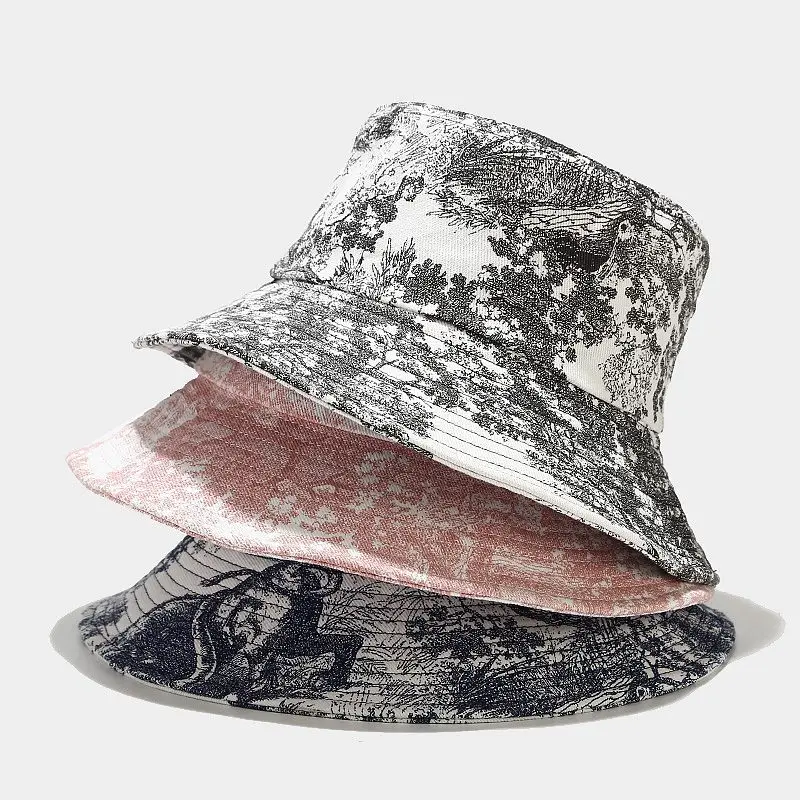 

Ink Tie-dye Pattern Bucket Hat New Craft Fashion Fisherman Hat Big Brim Basin Hat Female Summer Outdoor Sunshade Bob Panama Hat