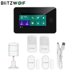 Blitzwolf bw-is20 433mhz 2g gsm wifi smart home security alarm system kits 4. 3inch fingerprint unlock touch screen alarm host 1 Item image