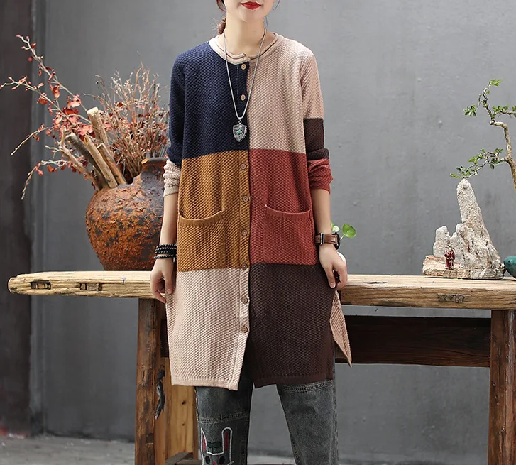 Женский свитер вязаный кардиган осень весна 2020 тонкое однобортное свободное