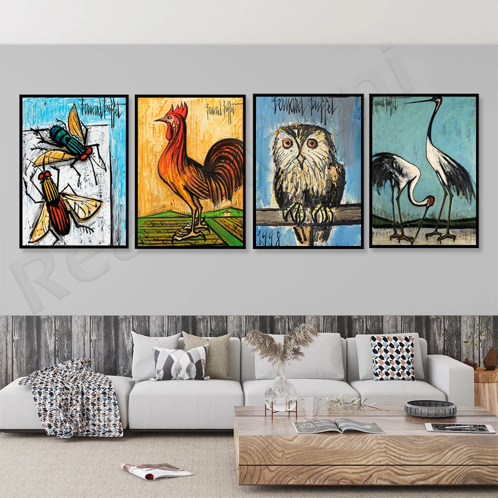 

Bernard Buffet-Great Horned Owl and Little Owl-Two Birds, Flies Prints, Giclee Canvas Printed Exhibition Poster