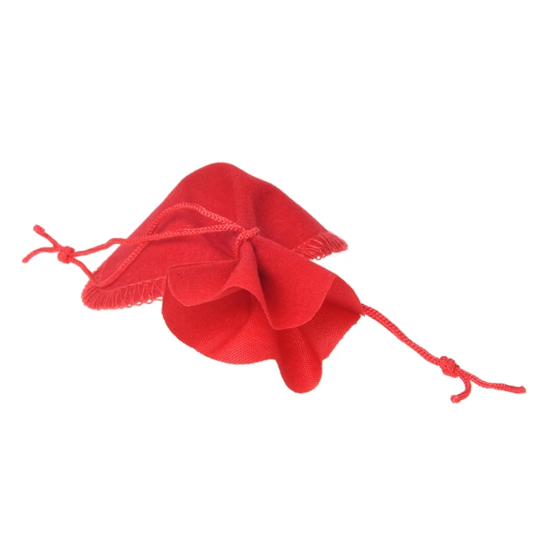 

20 Red Velvet Oval Ring Earrings Wedding Present Gift Favor Bag Pouch
