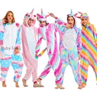 Зимние пижамы для взрослых, Женская фланелевая одежда для сна, унисекс, милый единорог, Ститч, панда, Мультяшные животные, пижамные комплекты, детские пижамы
