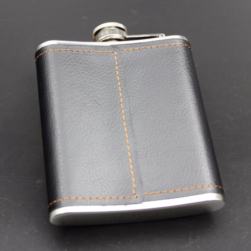 7OZ Drinkware stainless steel hip flask travel whiskey alcohol liquor bottle flagon PU Whisky Flagon Russian wine pot | Дом и сад