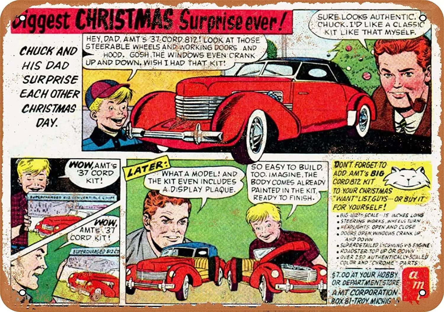 

inches Metal Vintage Funny Tin Sign 1965 AMT Model Kits