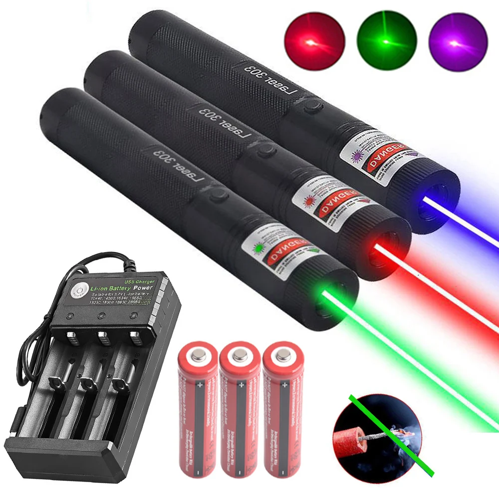 

Мощная зеленая лазерная указка, красная точка, фиолетовая лазерная указка 303, лазерный прицел с регулируемым фокусом, звездное небо, лазер с ...