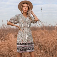 2021 new style european and american style floral v neck fringed lace skirt dress office 2019 professional plus beach dresses