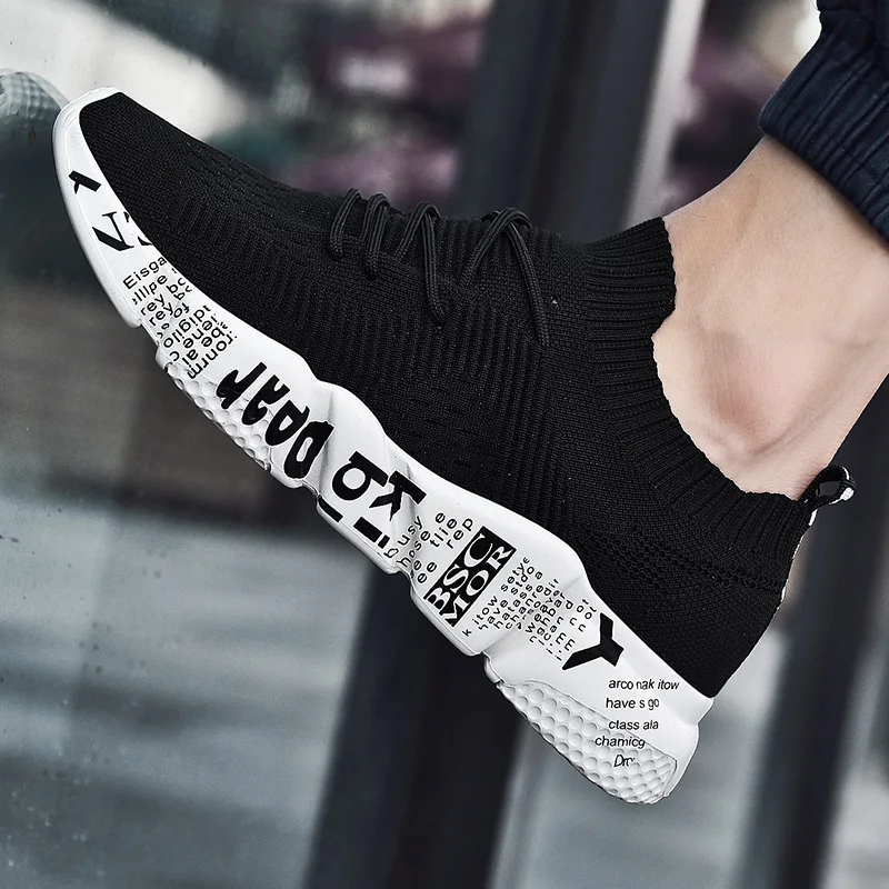 Bomlight Graffiti Sneakers Men Casual Shoes Spring Autumn Black Gold Loafers Trainers Man Tenis Masculino 39-46 | Обувь