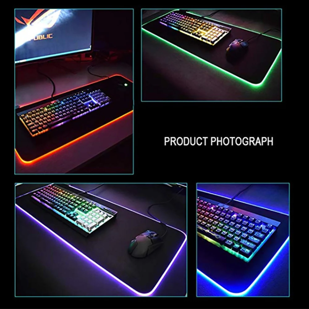 Игровой коврик для мыши RGB большой коврик для мыши геймер большая мышь Коврик для компьютерной мыши светодиодная подсветка XXL поверхность Mause Pad клавиатура Настольный коврик