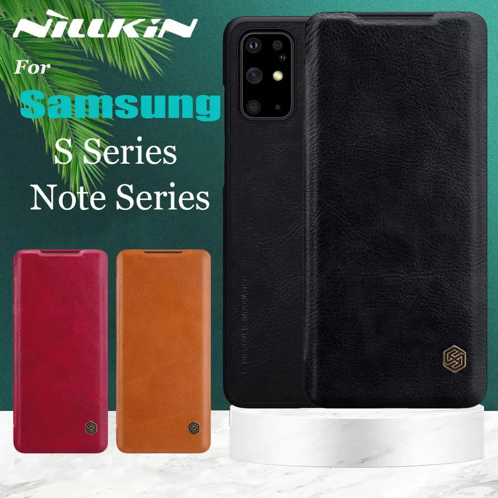 Флип-чехол Nillkin из натуральной кожи для Samsung Galaxy Note 20 Ultra S21 Plus 5G S20 FE A72 A52 A42 A32 A22 A51 A71