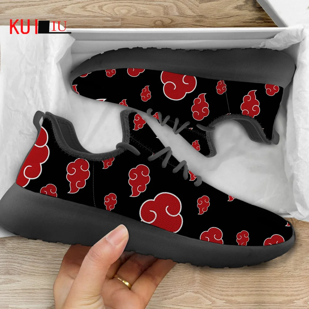 

KUILIU Japan Anime Print Men Women Cusual Shoes Outdoor Cloud Symbols Mesh Knit Sneaker Breathable Lightweigt Walking Gym Shoes
