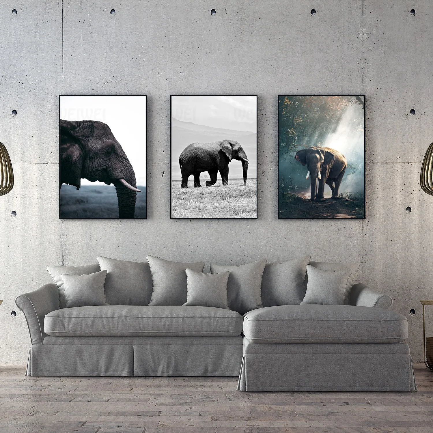 Слон реалистичный стиль диких животных Фотография картина домашний