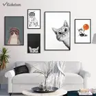 Настенные художественные плакаты и принты для детской комнаты, милые животные, кошки, играющие в баскетбол, настенные картинки для декора детской комнаты
