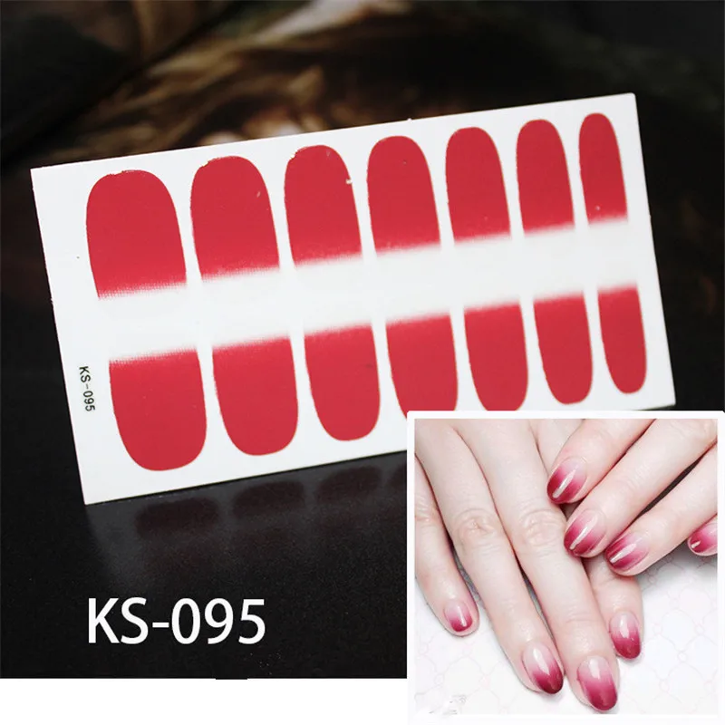 KS-095 14 насадок/листов, блестящие накладки для ногтей, наклейки для ногтей, полоски, золотой блеск, 3D клей, полный дизайн ногтей, наклейки, маникюрные наборы, Прямая поставка - Цвет: KS-095