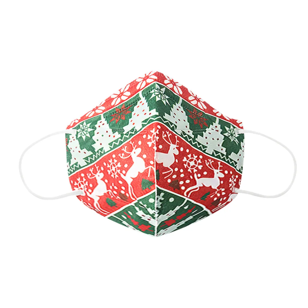 

10PCS Disposable Cotton Face Mask Fashion Adult Christmas Cartoon Printed 3Ply Ear Loop Mask Mouth Mask With Design Mascaras