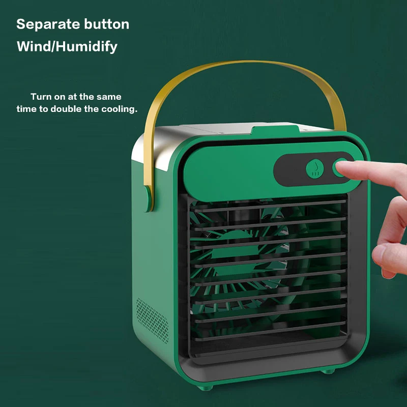 

Air Cooler Fan Mini Desktop Air Conditioner with Phone Holder Makeup Mirror Water Ice Humidifier Multi-Use Summer Portable Belt