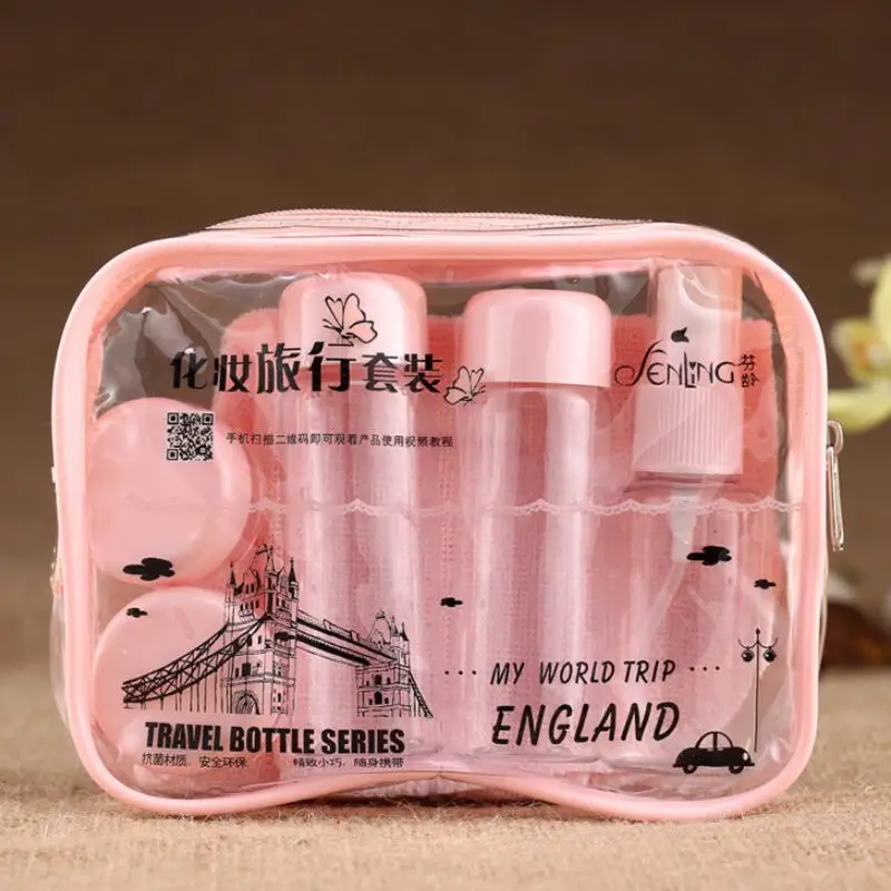 

9pcs/Set Portable Refillable Bottles Travel Packing Bottle Makeup Cream Lotion Empty Container Storage Bag