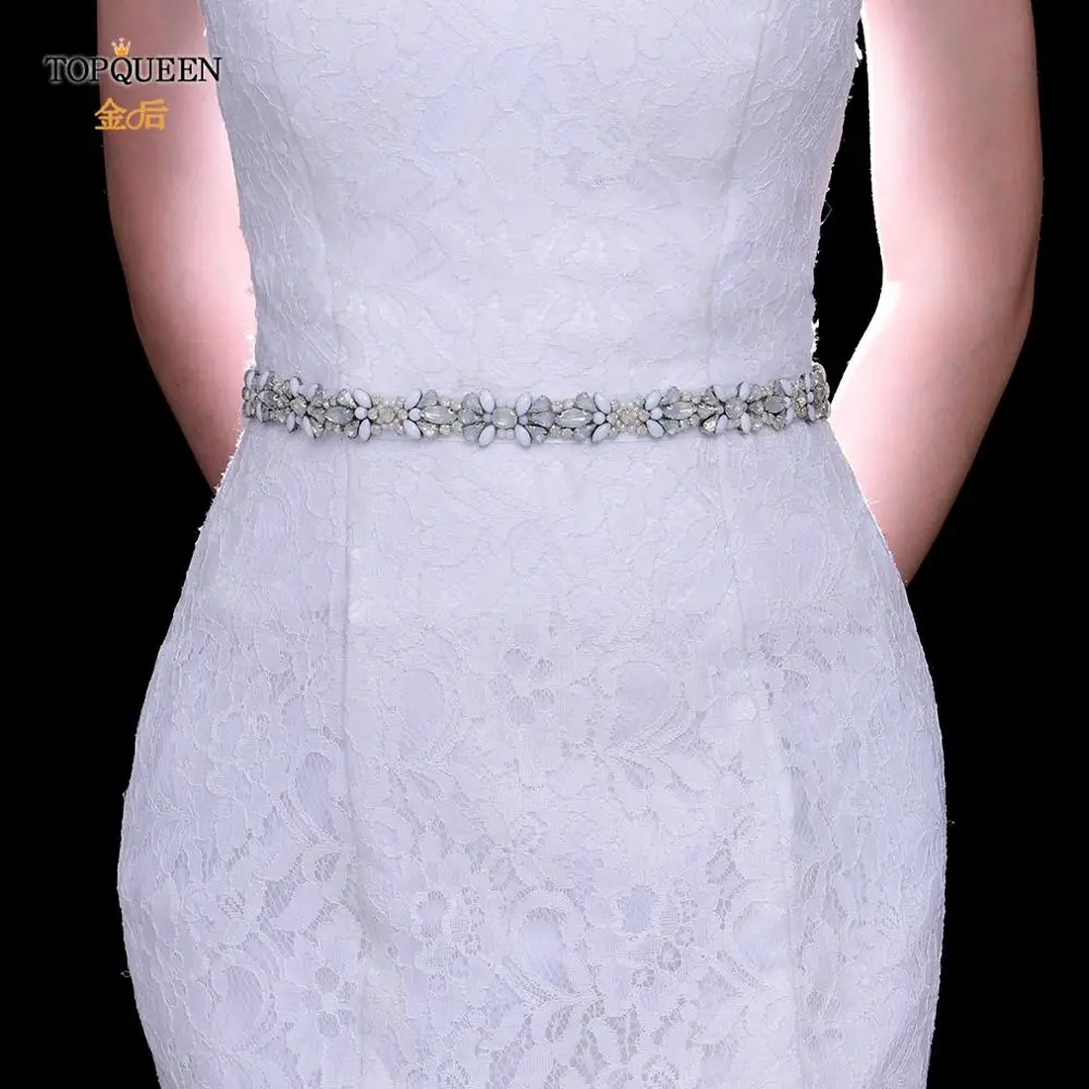 TOPQUEEN Sparkly Bridal Belt Sash Opal Pearl for Dress Evening Woman Female Accessories Formal S467 | Свадьбы и торжества