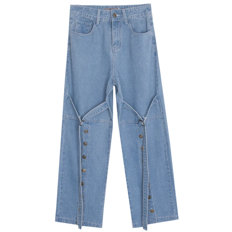 Уличные джинсы в стиле хип-хоп Новинка осени 2019 пряжка с разрезом Пряжка для