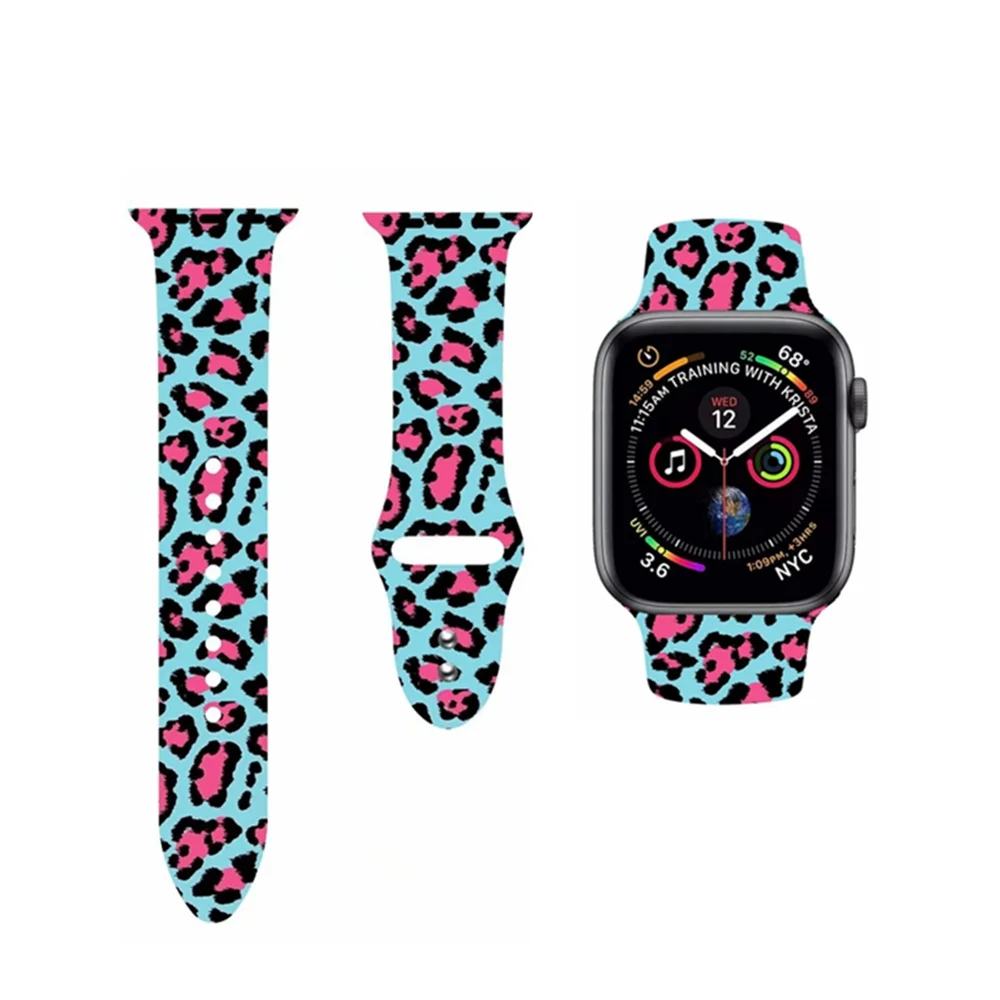 Apple watch Band цветочный Леопардовый силиконовый Печатный сменный ремешок браслет для iwatch 1 2 3 4 четыре стиля