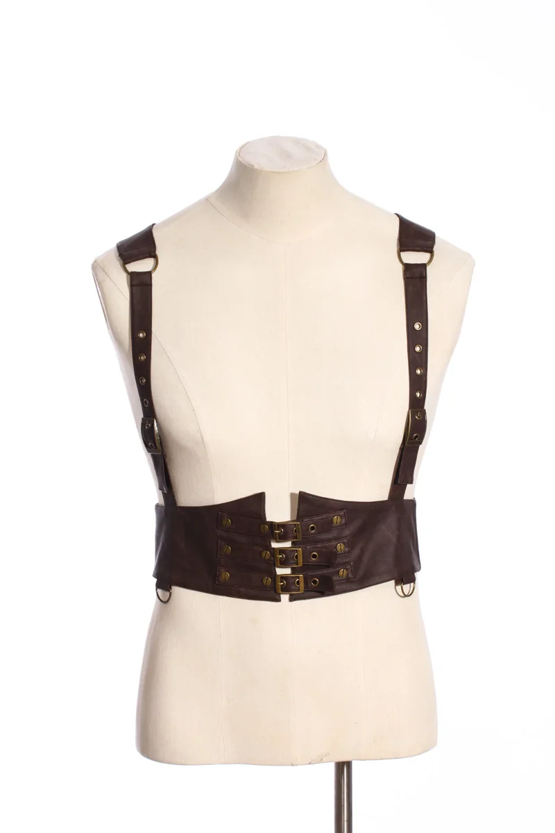 

Cool Vest for Men Trendy Tactical Light Vest Accessory Women Gothic Brown Lace Up Back Tops