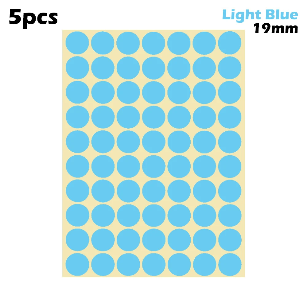 19mm-light blue 5 листов 10 мм/19 мм Цветные точечные наклейки круглые точечные круги уплотнительная бумага клеящиеся этикетки Упаковка Этикетки вечерние украшения - Цвет: 19mm-light blue