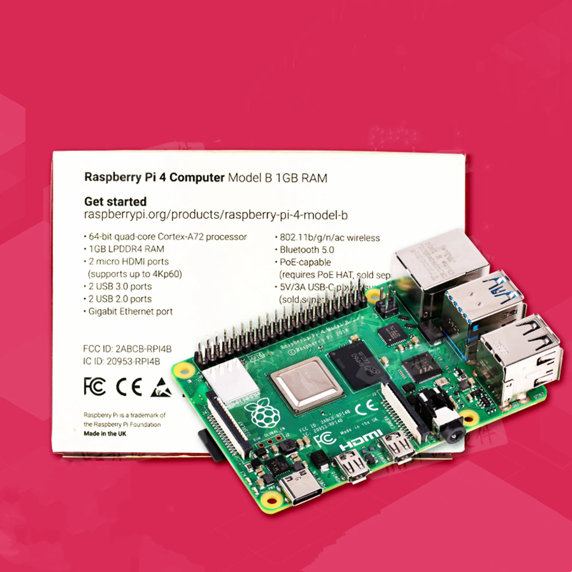 raspberry pi 4b 248gb ram bcm2711 quad core cortex a72 arm single board computer free global shipping