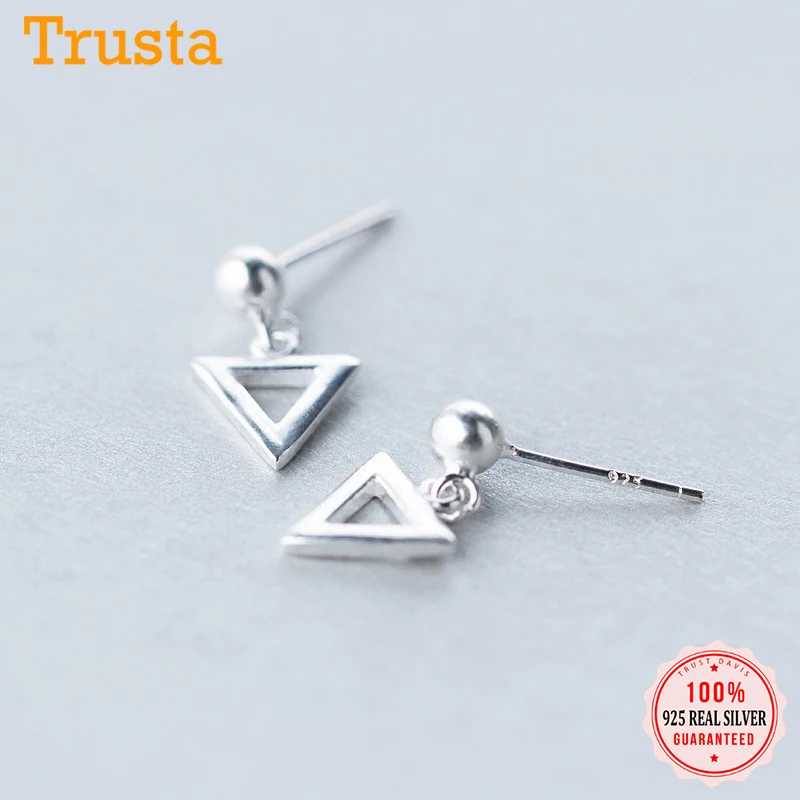 Женские Треугольные Серьги гвоздики Trusta подарочные серьги из 100% стерлингового