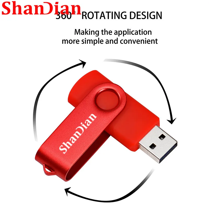 SHANDIAN новые USB флеш-накопители поворотные внешние флешки 64 ГБ 32 ГБ 16 ГБ 8 ГБ 4 ГБ карта памяти usb креативная флешка
