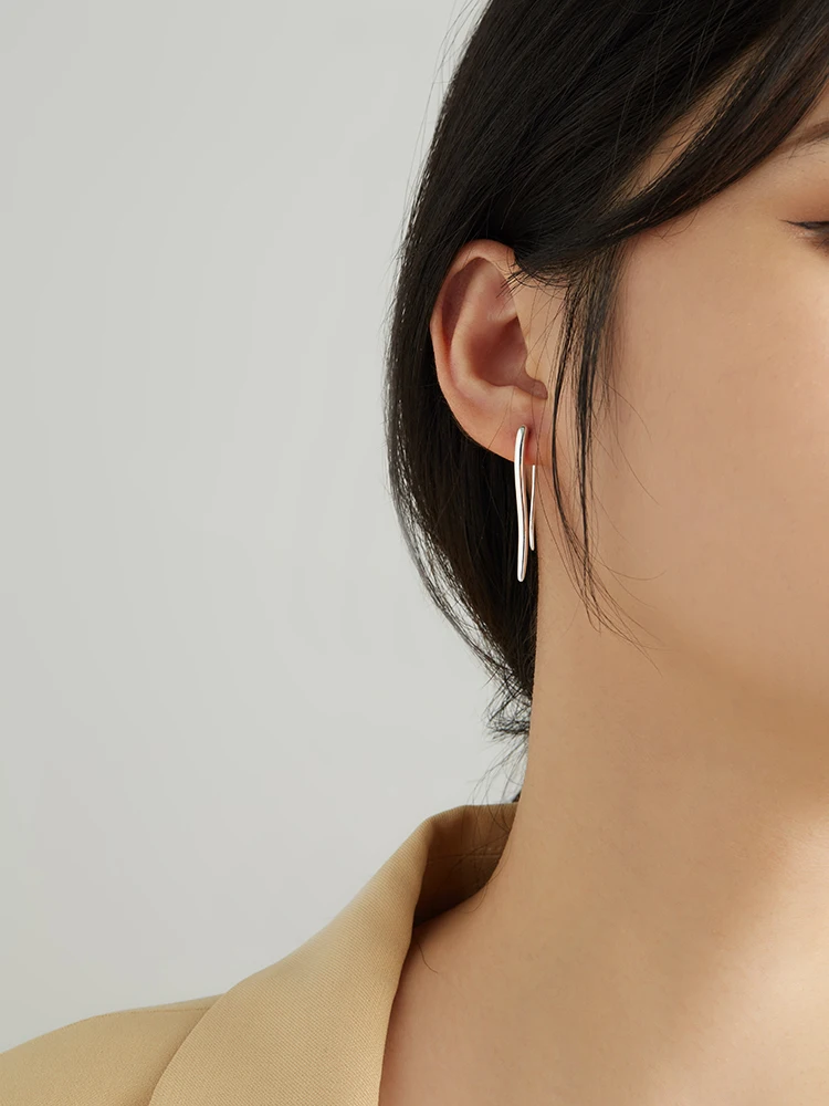 

ZEMIOR 925 Sterling Silver Clip Earrings For Women Minimalist Gold Color Slim Ear Clips Luxury Valentine's Day Silver Jewelry