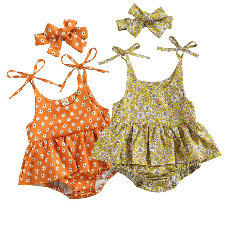 

Детская летняя одежда с цветочным принтом без рукавов