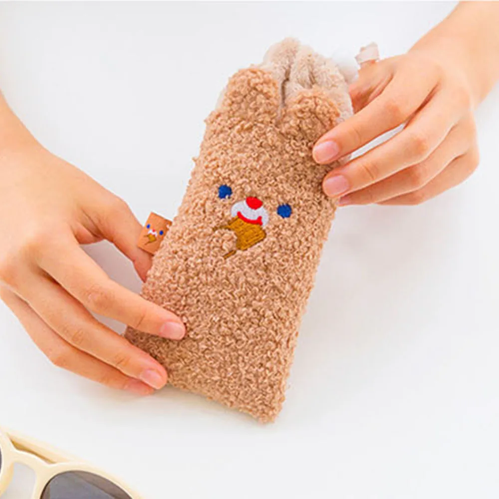 PlushGlasses мешочек с вышитым медведем студент солнцезащитные очки чехол для женщин