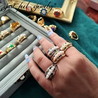 just feel hot selling pearl crystal enamel rings for women fashion cute flower cloud crown heart rings sweet party jewelry gift