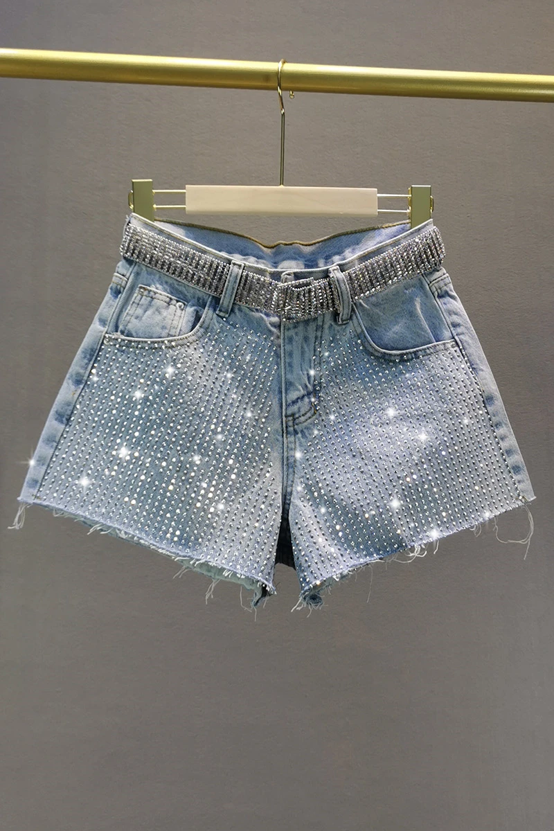 

Thin Jeans Shorts for Woman Summer Hot Pants Fashion Hot Drilling Wide Leg Pants Hot Pants Girls Ladies Jean Shorts Denim Shorts