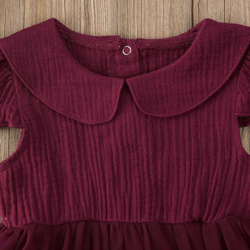 Летняя одежда для маленьких девочек Кружевной комбинезон с оборками Комбинезон