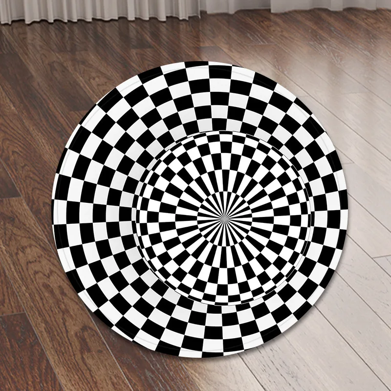 3D белый черный ковер коврик для стула фланелевый нескользящий декоративный