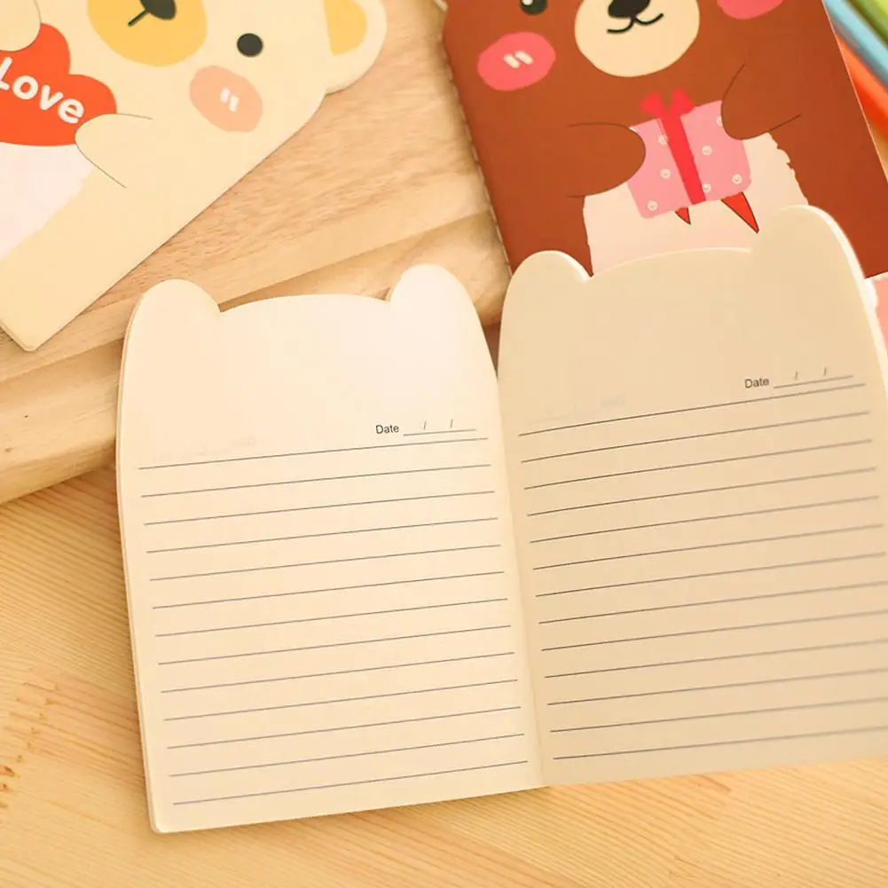 5 Pcs Portable Notebook Stationery Notepad Creative Cute Cartoon Bears Note Pad Student Vocabulary Words Recite