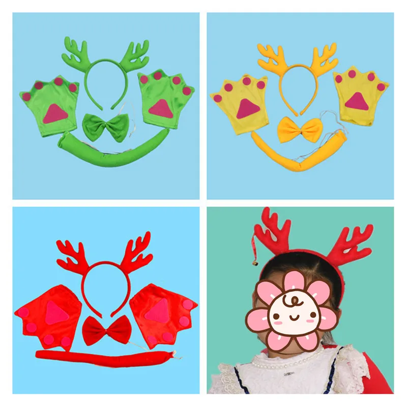 Новинка рога животных дракона Повязка На Голову галстук бабочка хвост рукавицы