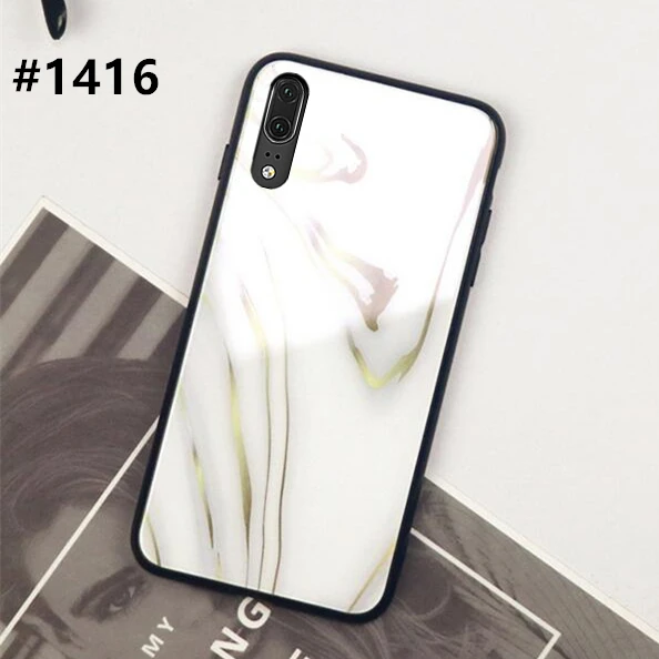 1416 Для samsung Galaxy A10 A20 A30 A50 A60 A70 A80 A90 чехол Мрамор Стекло жесткая накладка на заднюю панель для samsung A50 A70 A30 цветной чехол для телефона - Цвет: 1416