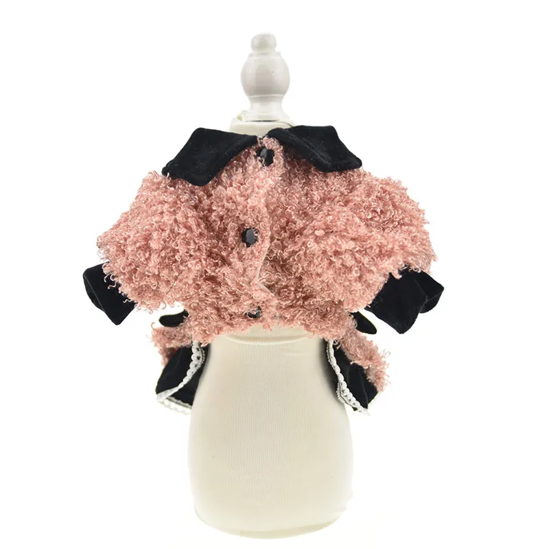 Розовое зимнее теплое праздничное платье принцессы для собак пальто из плотного