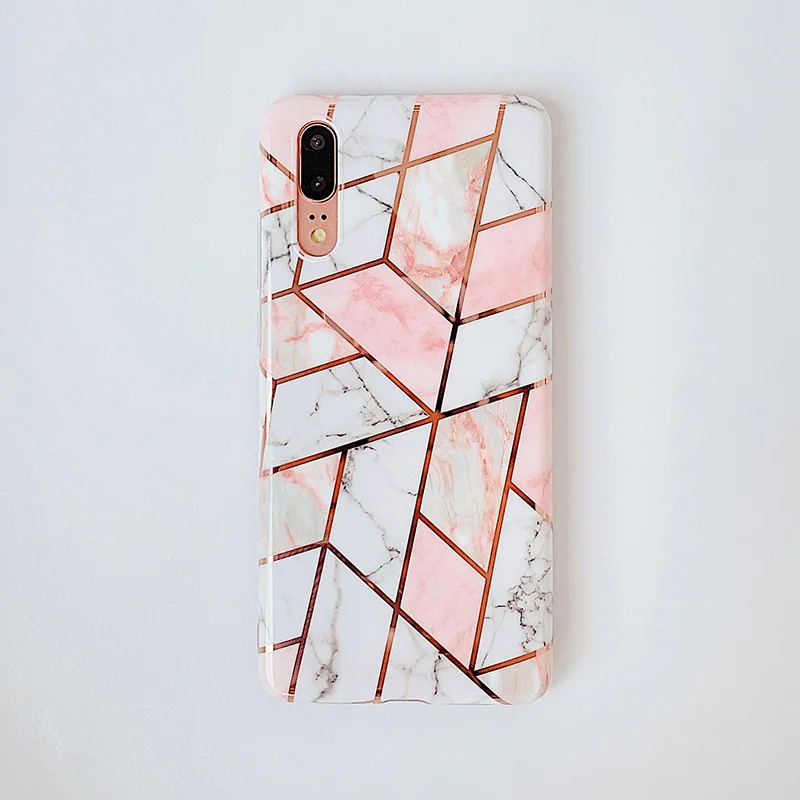 Покрытие геометрический мрамор телефонные чехлы для huawei P20 P30 Pro Lite mate 20 Pro Lite Противоударная мягкая IMD задняя крышка - Цвет: 8