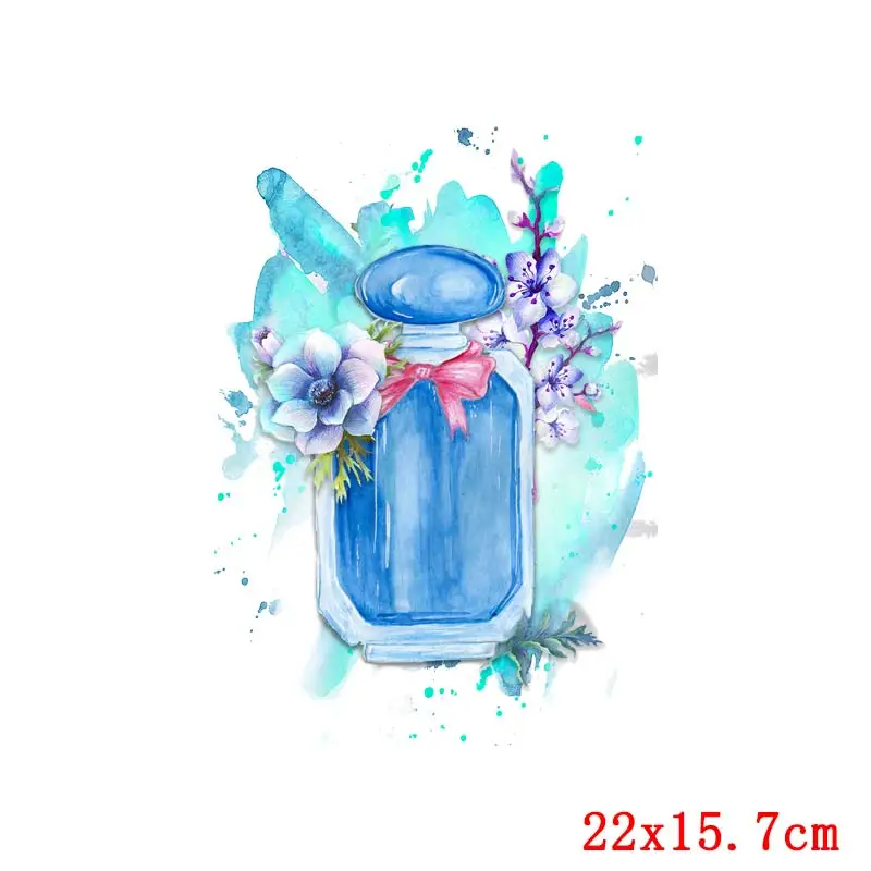 Модные термонаклейки для одежды парфюмерные флаконы термотрансферные наклейки