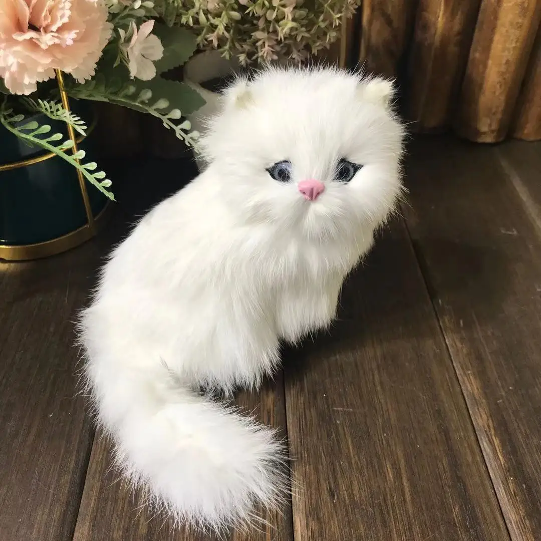 Реалистичная плюшевая игрушка имитация кота кукла белые персидские Коты